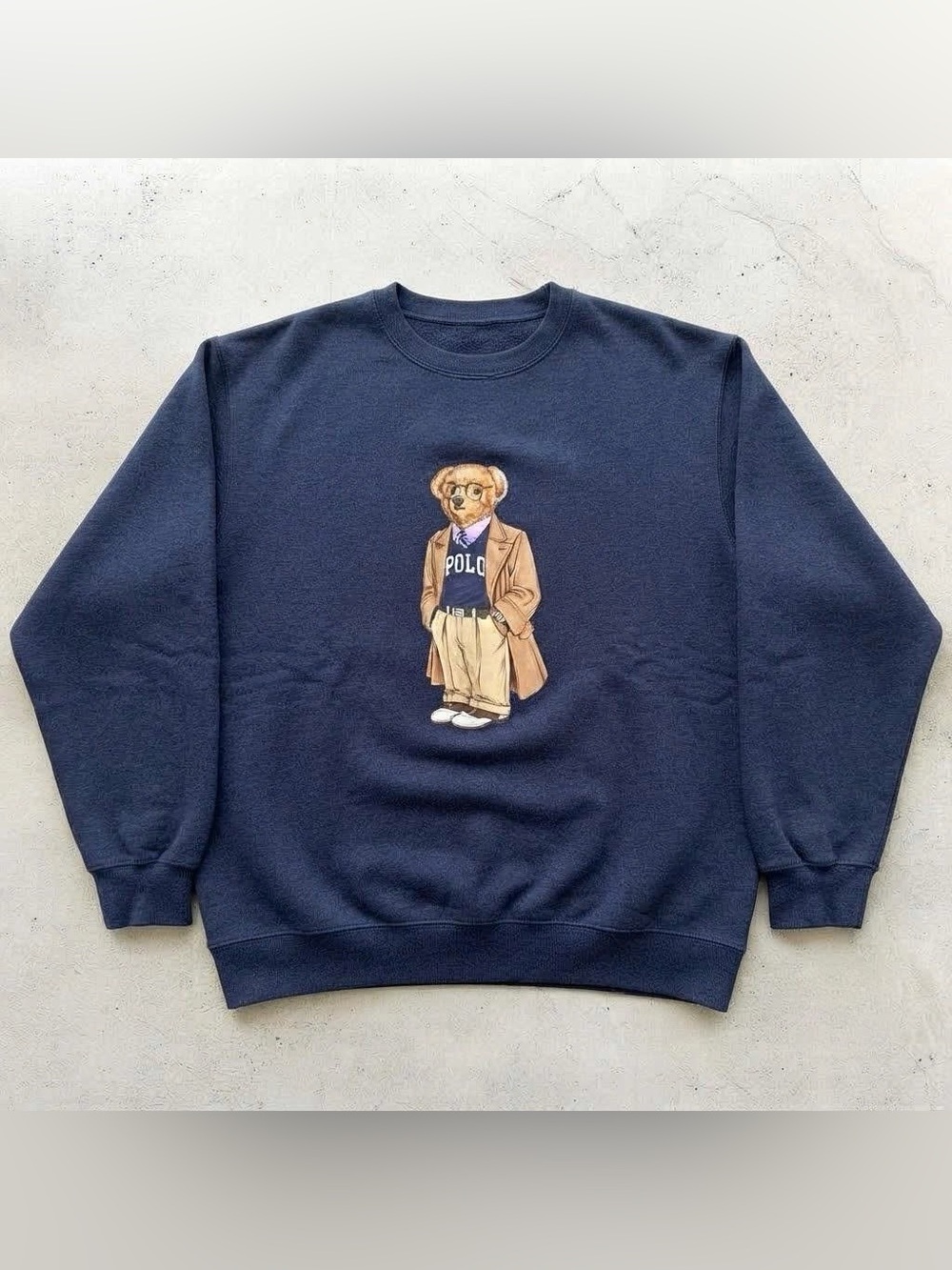 Vintage Navy Crewneck Sweatshirt with Signature Bear